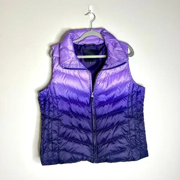 Talbots Puffer Vest Ombré Bright Purple Down Fill Winter Cozy Apres Sz XLP - Picture 3 of 6